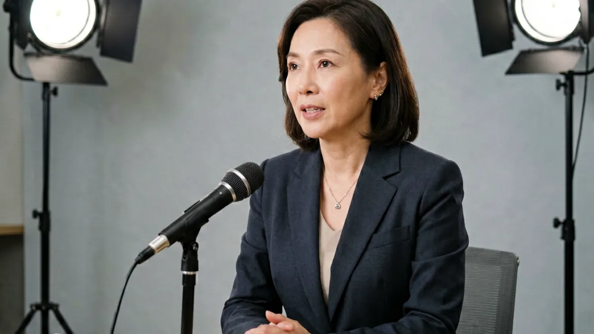 多位日本熟女领域资深演员接受媒体采访时讨论行业现状的场景
